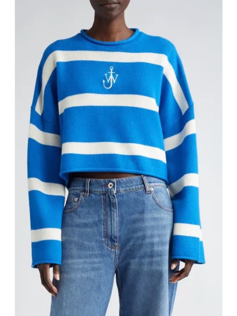 Like New JW ANDERSON Anchor Logo Stripe Crop Sweater